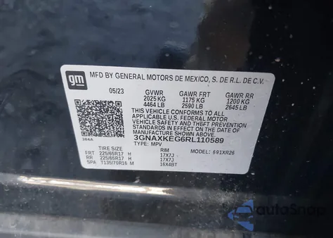 2024 Chevrolet Equinox Fwd Lt from USA, damaged, VIN 3GNAXKEG6RL110589